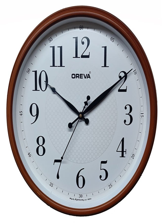 OREVA Plastic Designer Sweep Silent Wall Clock (35.5 x 6.9 x 35.5 cm, D Wood, AQ-6497SS) - Image 1